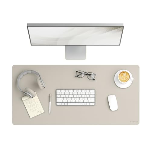 Smead Desk Pad Vegan Leather Desk Mat with NonSlip Faux Suede Backing Perfect Desk Organizer for Office Decor 36 x 17 Large Sandstone 64826 - Image 1