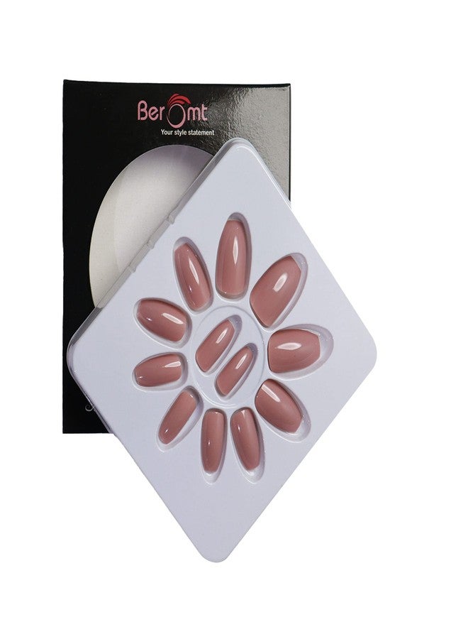Beromt Set of 12 pcs Glossy finish nails False Nails Acrylic Full Fake Nails with 1 nail glue sticker sheet and Nail Art Kit - 399 - Image 1