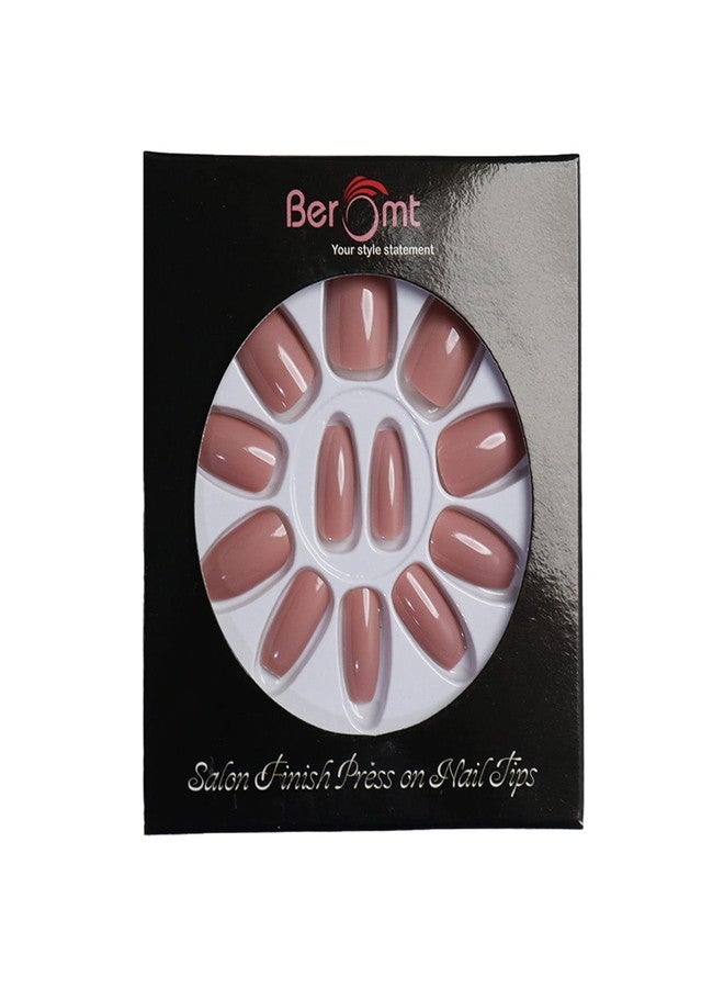 Beromt Set of 12 pcs Glossy finish nails False Nails Acrylic Full Fake Nails with 1 nail glue sticker sheet and Nail Art Kit - 399 - Image 2