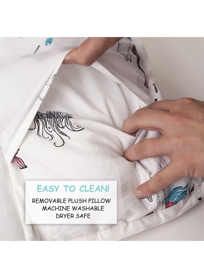 JumpOff Jo Toddler Nap Mat - Sleeping Bag for Kids with Removable Pillow and Ultra Soft Blanket for Preschool, Daycare, and Sleepovers - Mermaids - Image 4