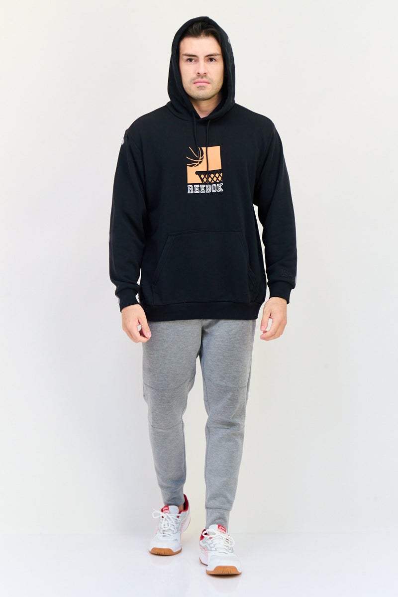 Reebok Men Sportswear Fit Brand Logo Long Sleeves Basketball Hoodie, Black - Image 3