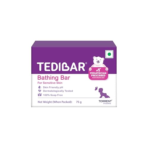 Tedibar Moisturising Baby Bathing Bar 75g (Pack of 1) 100% Soap Free No. 1* Pediatrician Prescribed Moisturising Bar - By Torrent Pharma - Image 1