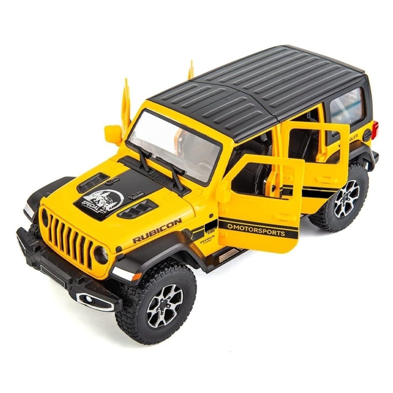 BDTCTK OffRoad 7 Door for Wrangler Diecast Toy Car Model 122 Scale Metal Alloy Vehicle for Kids Boys Girls Adults Doors Open Light and Sound Gifts Yellow - Image 2