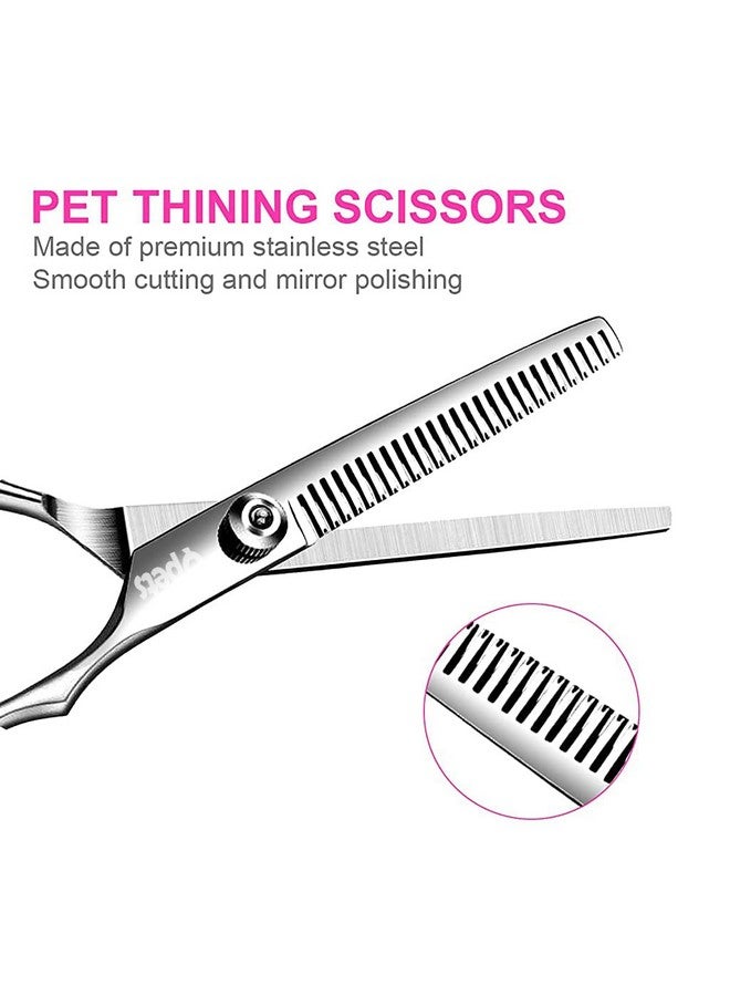 Qpets® Stainless Steel Professional Dog Grooming Shears Set - Thinning, Straight, Curved Shears and Comb for Long Short Hair for Dog Cat(4 pcs) - Image 3