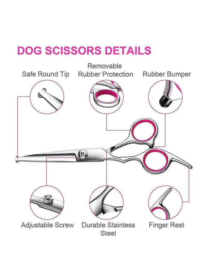 Qpets® Stainless Steel Professional Dog Grooming Shears Set - Thinning, Straight, Curved Shears and Comb for Long Short Hair for Dog Cat(4 pcs) - Image 5