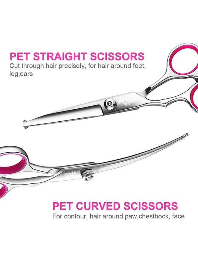 Qpets® Stainless Steel Professional Dog Grooming Shears Set - Thinning, Straight, Curved Shears and Comb for Long Short Hair for Dog Cat(4 pcs) - Image 4