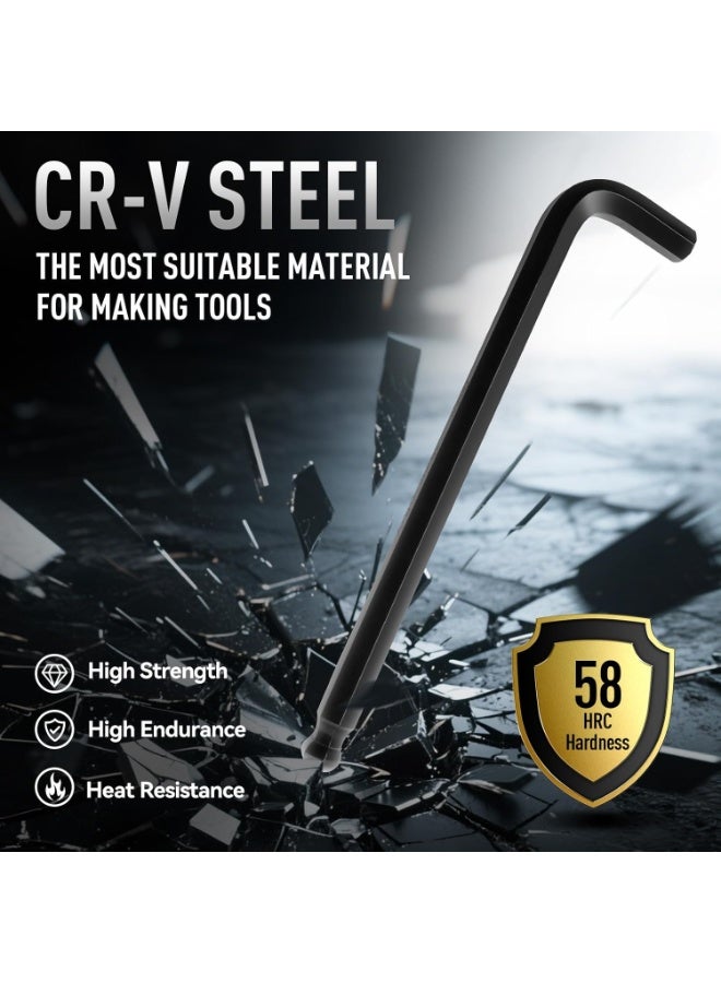 Bukela 13 Pieces Hex Key Allen Wrench, Set Metric Size with Ball End, 1.27-10 MM, Long Arm Ball Design, Chrome Vanadium Steel - Image 4