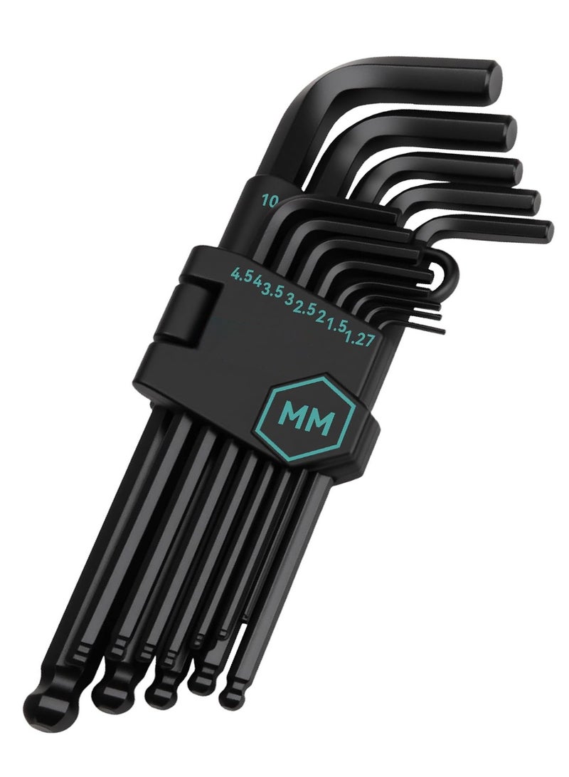 Bukela 13 Pieces Hex Key Allen Wrench, Set Metric Size with Ball End, 1.27-10 MM, Long Arm Ball Design, Chrome Vanadium Steel - Image 1
