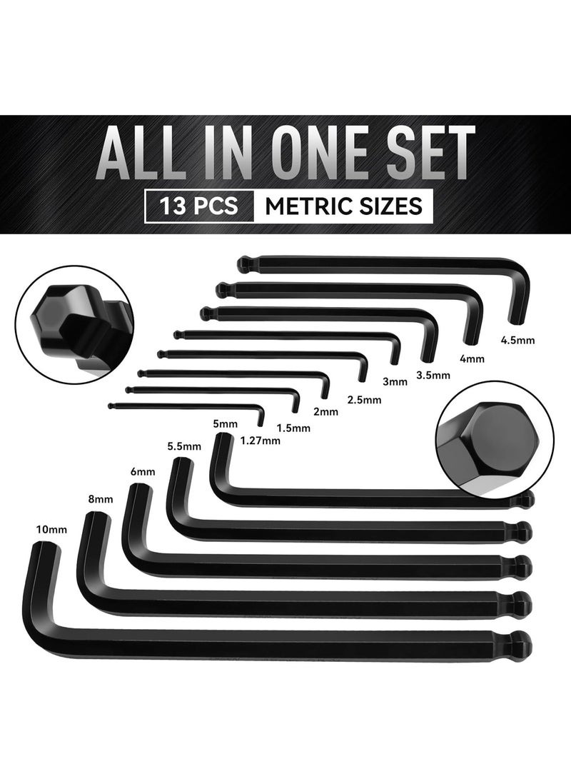 Bukela 13 Pieces Hex Key Allen Wrench, Set Metric Size with Ball End, 1.27-10 MM, Long Arm Ball Design, Chrome Vanadium Steel - Image 5