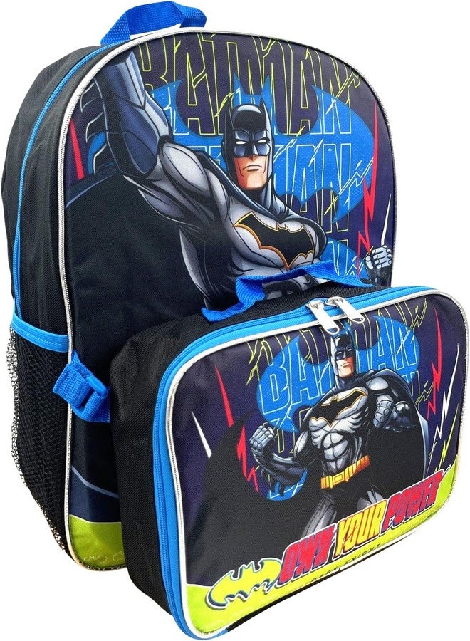 روز حقيبة ظهر Ruz Batman Dark Knight مقاس 16 بوصة مع صندوق غداء قابل للفصل ومتناسق - Image 3