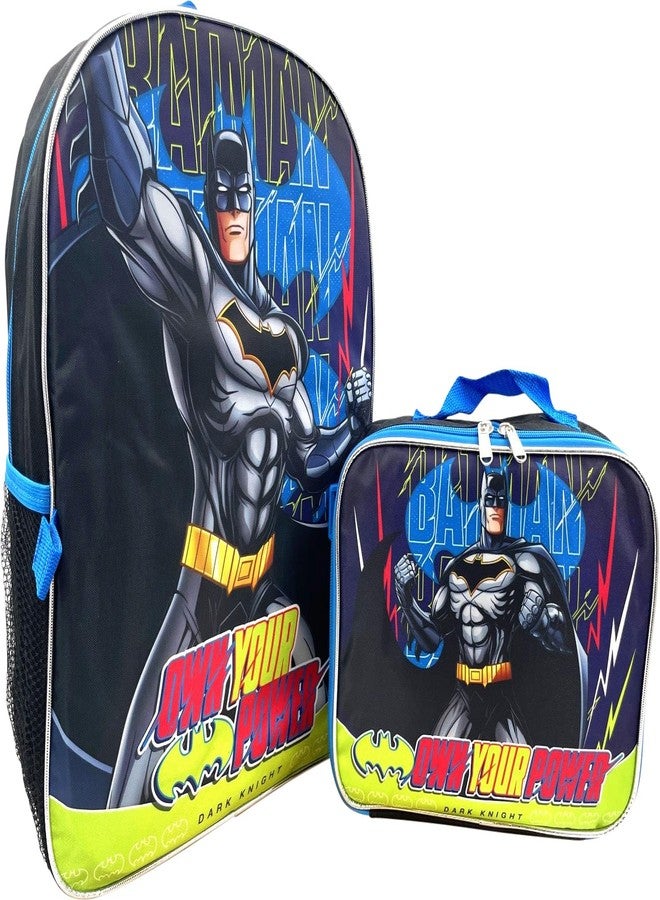 روز حقيبة ظهر Ruz Batman Dark Knight مقاس 16 بوصة مع صندوق غداء قابل للفصل ومتناسق - Image 2