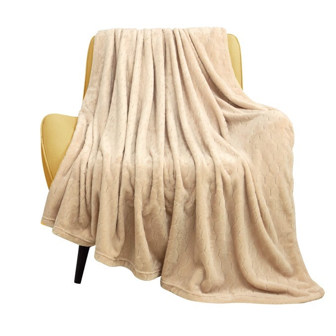FLEECE BLANKET TEXTURED FUZZY PLUSH THROW BLANKET TWIN SIZE 60 X 80 SUPER SOFT FLUFFY BED BLANKET GEOMETRIC PATTERN COMFY MICROFIBER FLANNEL BLANKETS FOR COUCH BED SOFA APRICOT