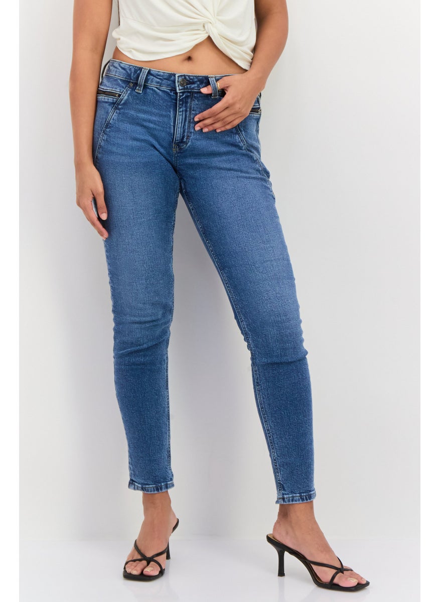 ESPRIT Women Skinny Fit Washed Stretchable Jeans, Blue  - Image 1