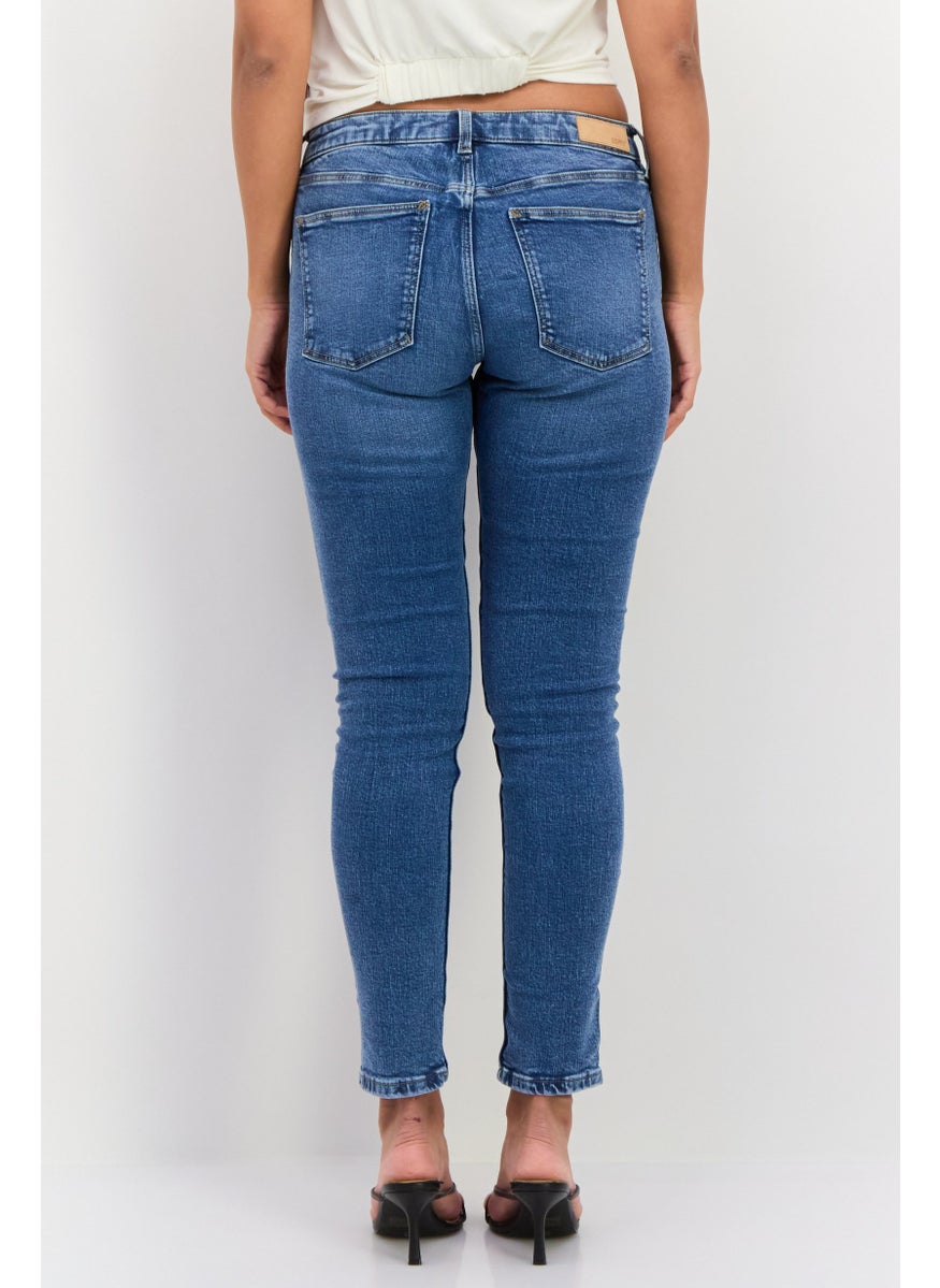 ESPRIT Women Skinny Fit Washed Stretchable Jeans, Blue  - Image 3