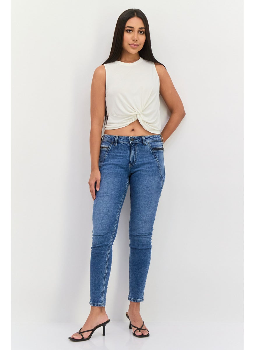 ESPRIT Women Skinny Fit Washed Stretchable Jeans, Blue  - Image 4