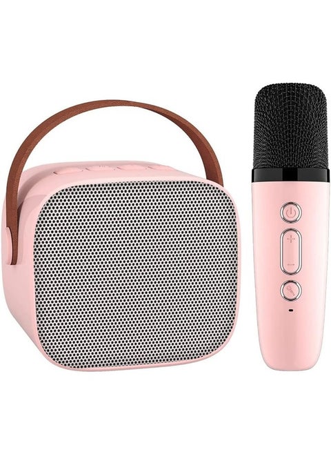 Kids Karaoke Machine Portable Bluetooth Speaker with Wireless Microphone Music Player for 4 5 6 7 8 9 10 Year Old Pink