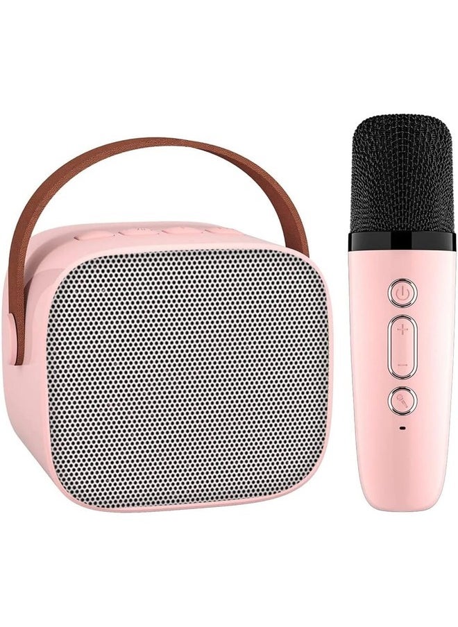 Kids Karaoke Machine Portable Bluetooth Speaker with Wireless Microphone Music Player for 4 5 6 7 8 9 10 Year Old Pink