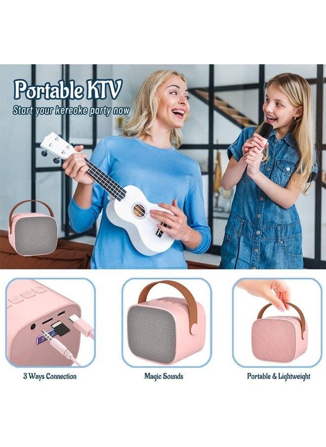 Kids Karaoke Machine Portable Bluetooth Speaker with Wireless Microphone Music Player for 4 5 6 7 8 9 10 Year Old Pink