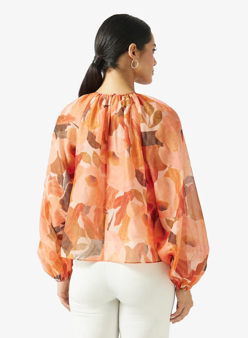 Ted Baker Sabrona Printed Organza Overlay Top