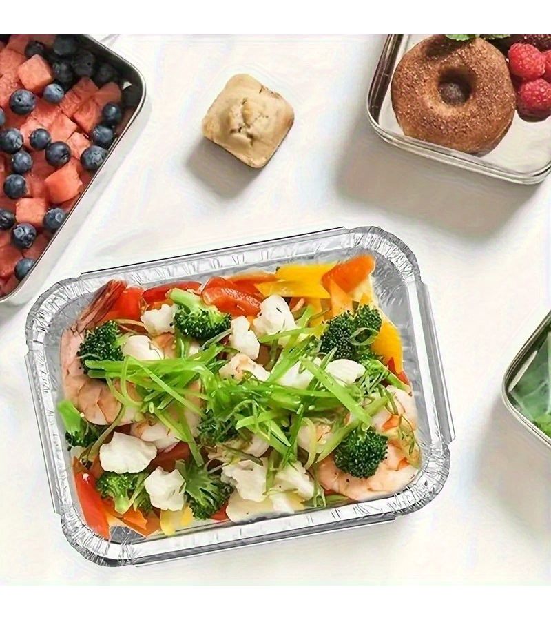 10 Disposable Aluminum Foil Pans For Baking Barbecues Takeout And Frozen Food Storage Air Fryer Liners Multipurpose Kitchen Essentials - Image 2