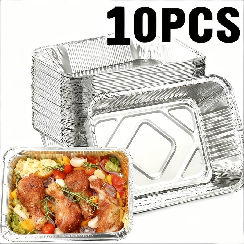 10 Disposable Aluminum Foil Pans For Baking Barbecues Takeout And Frozen Food Storage Air Fryer Liners Multipurpose Kitchen Essentials - Image 4