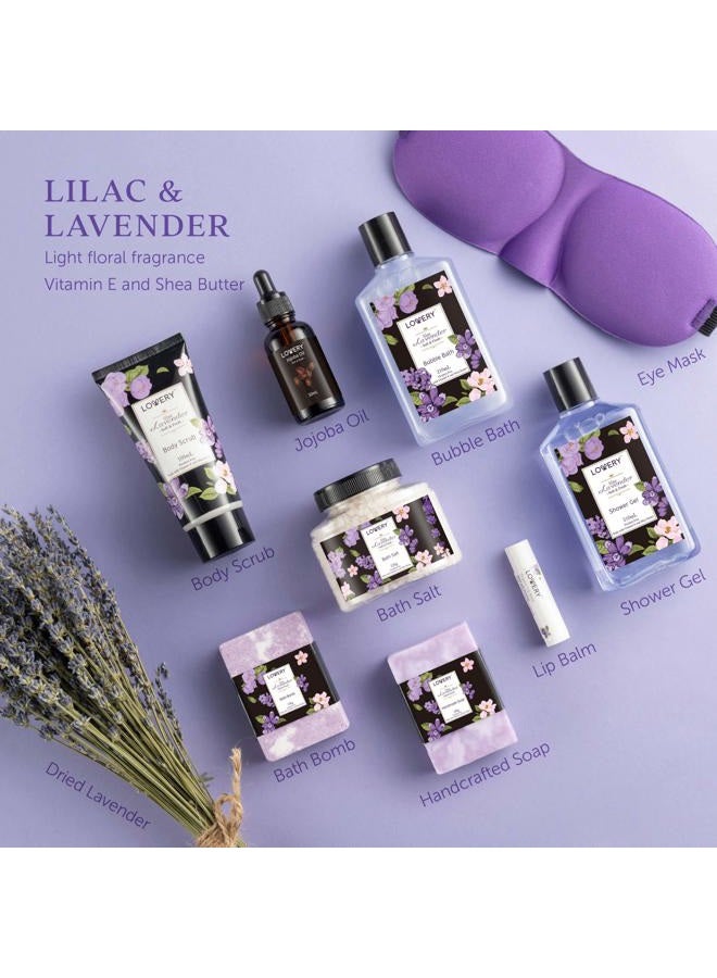 LOVERY Lavender & Lilac Spa Gift Basket For Women & Men - Sleep Mask, Handmade Soap, Potpourri, Bath Bomb, Jojoba Oil, Organic Lip Balm & More - Aromatherapy Stress Relief Set, Bath & Body Self Care Package - Image 2