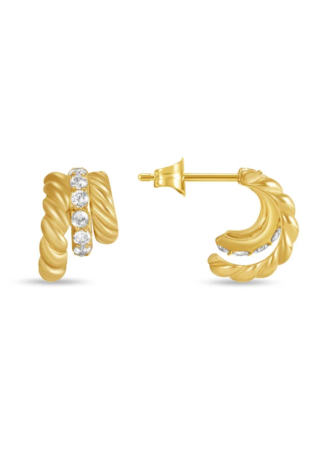بوليس Seralace Yellow Gold Plated Stainless Steel Stud Earrings for Women