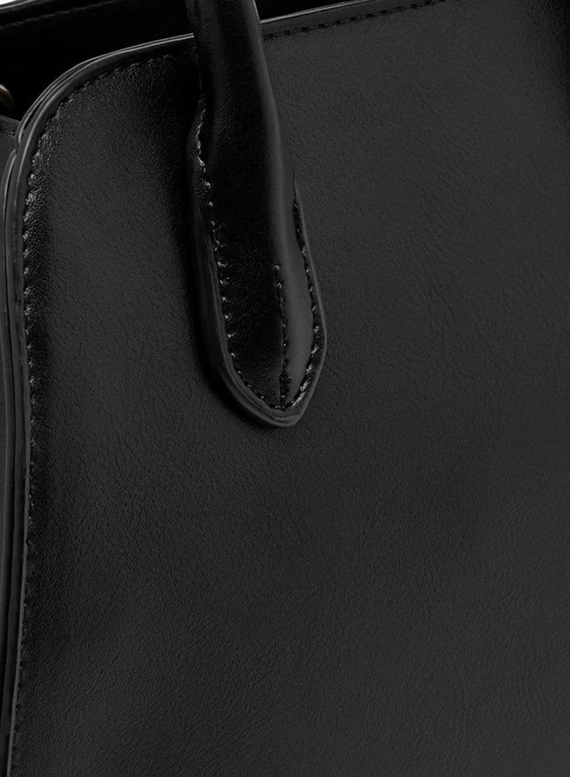 Flora Bella By Shoexpress BLACK Solid Tote Bag with Detachable Strap for Women | Best Price UAE