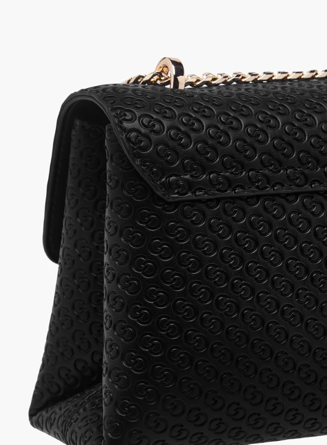 Celeste Women Monogram Embossed Crossbody Bag with Button Closure and Chain Strap