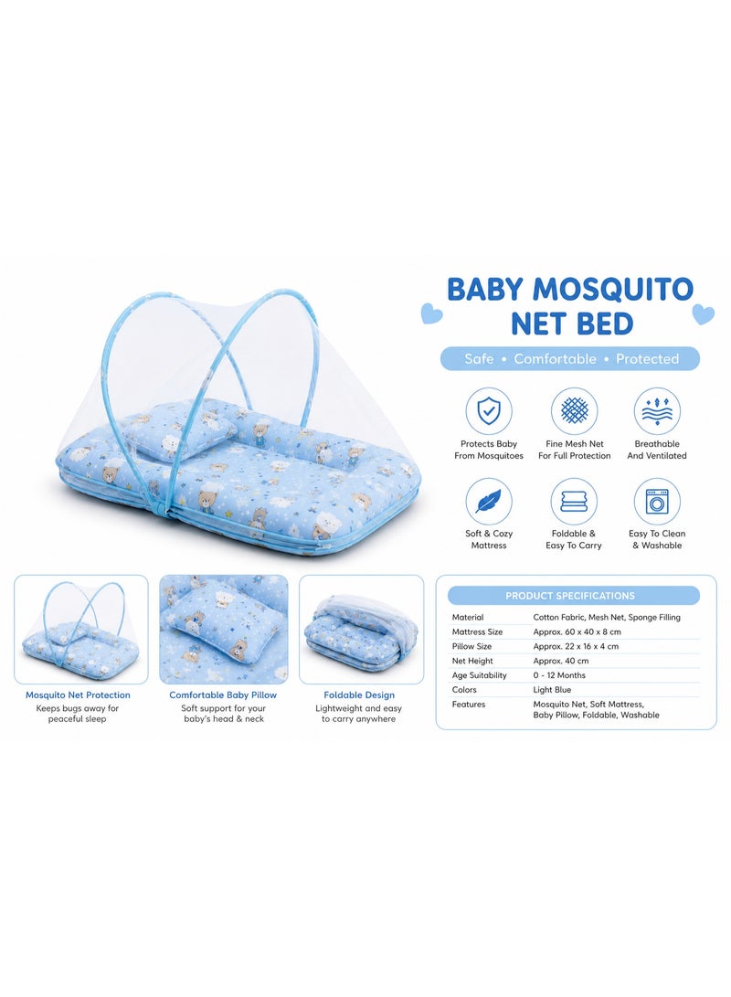 Portable Newborn Bed With Mosquito Net - Multi Color - For Boys - Image 1