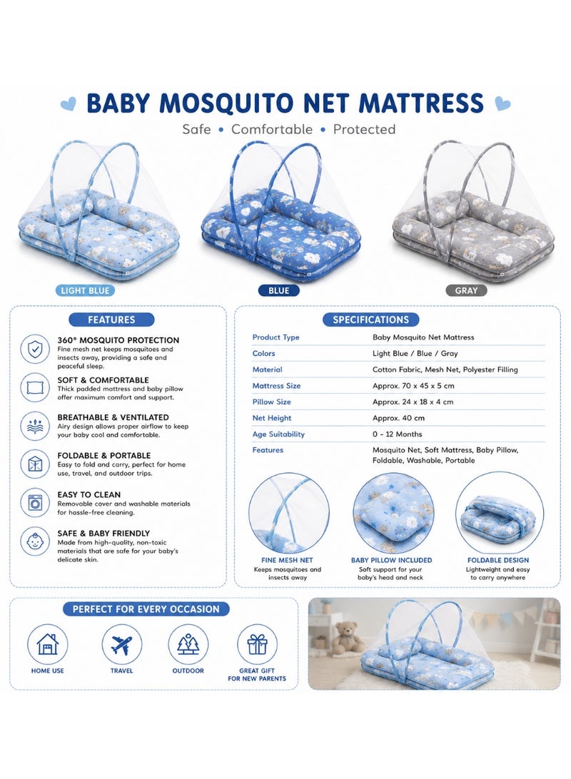 Portable Newborn Bed With Mosquito Net - Multi Color - For Boys - Image 3