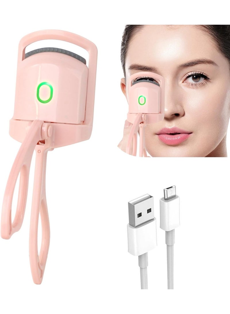 Heated Eyelash Curler, Electric Quick Heating Eyelash Curler With 2 Heating Modes, Suitable For Women's Makeup Quick Natural Eyelash Curler, Pink - Image 1