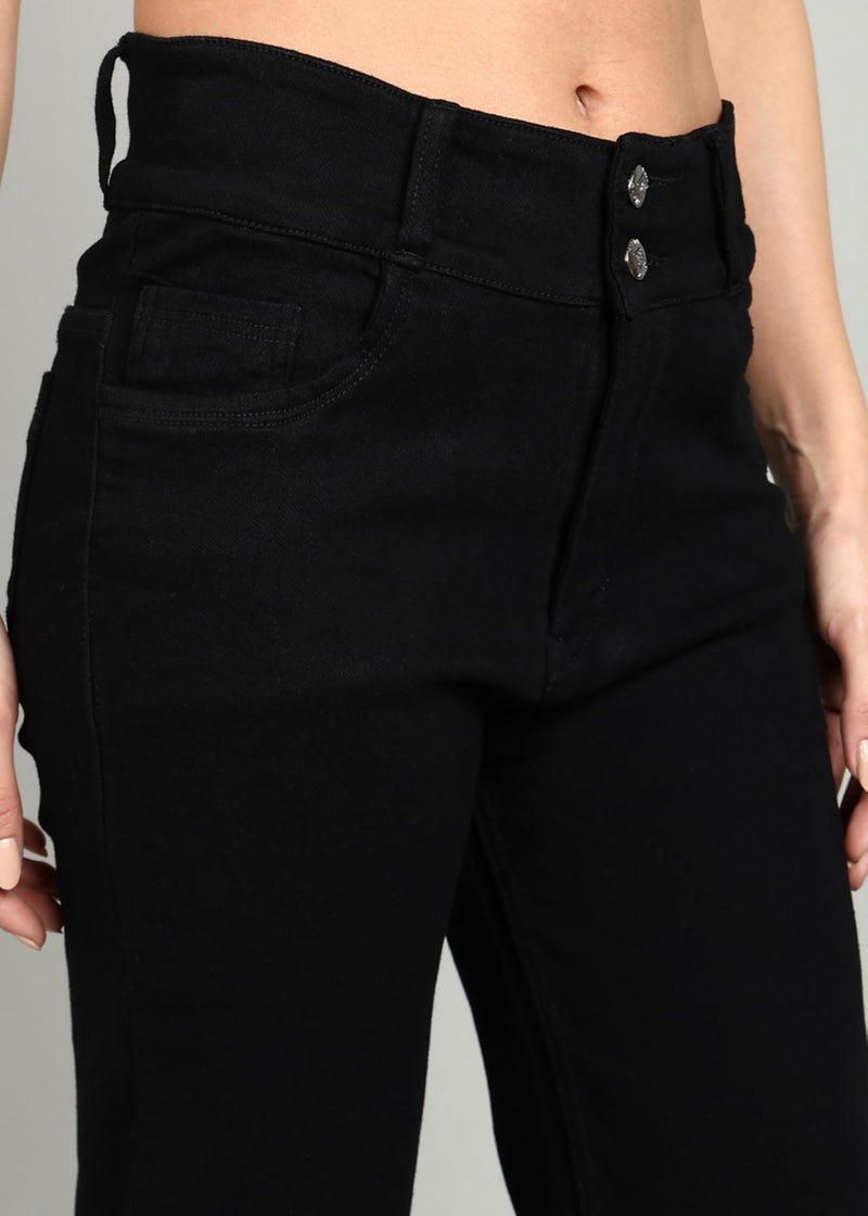 Nifty Women's Denim Stretchable 2-Button Straight Fit Jeans (1472_BLK_26_Black_26) - Image 5