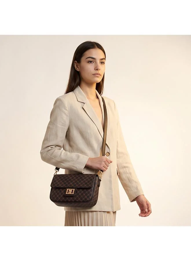 Sasha Sasha Printed Crossbody Bag with Button Closure