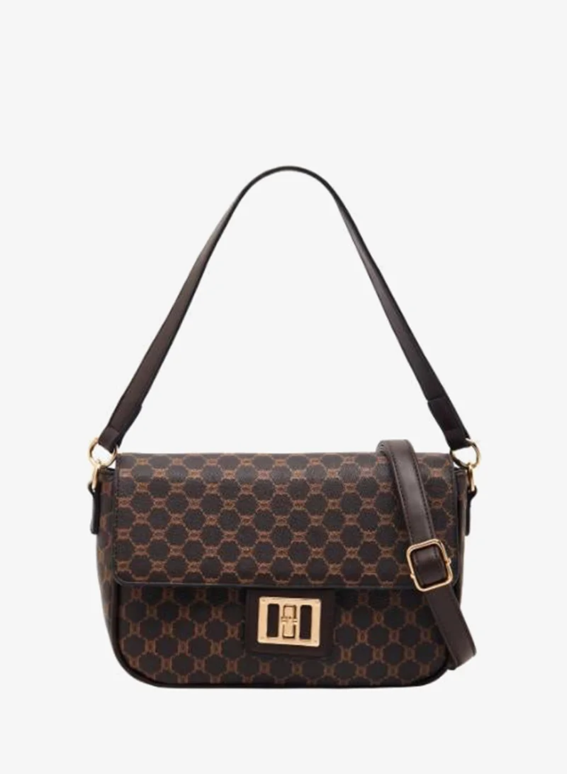 Sasha Sasha Printed Crossbody Bag with Button Closure