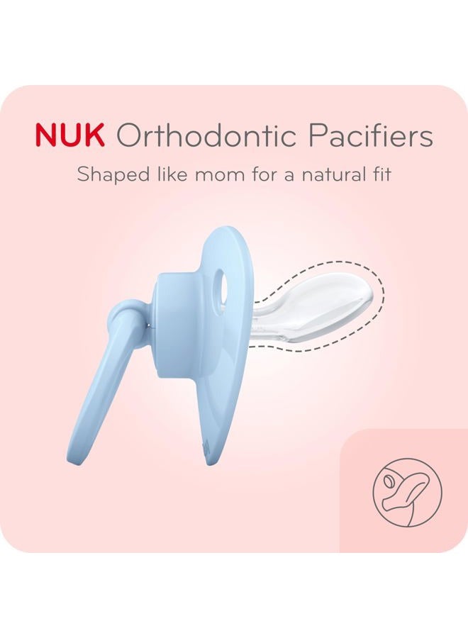 NUK Comfy Orthodontic Pacifiers, Blue Assorted, 18-36 Months, 2 Count, Soft & Durable Design for Baby Comfort - Image 2