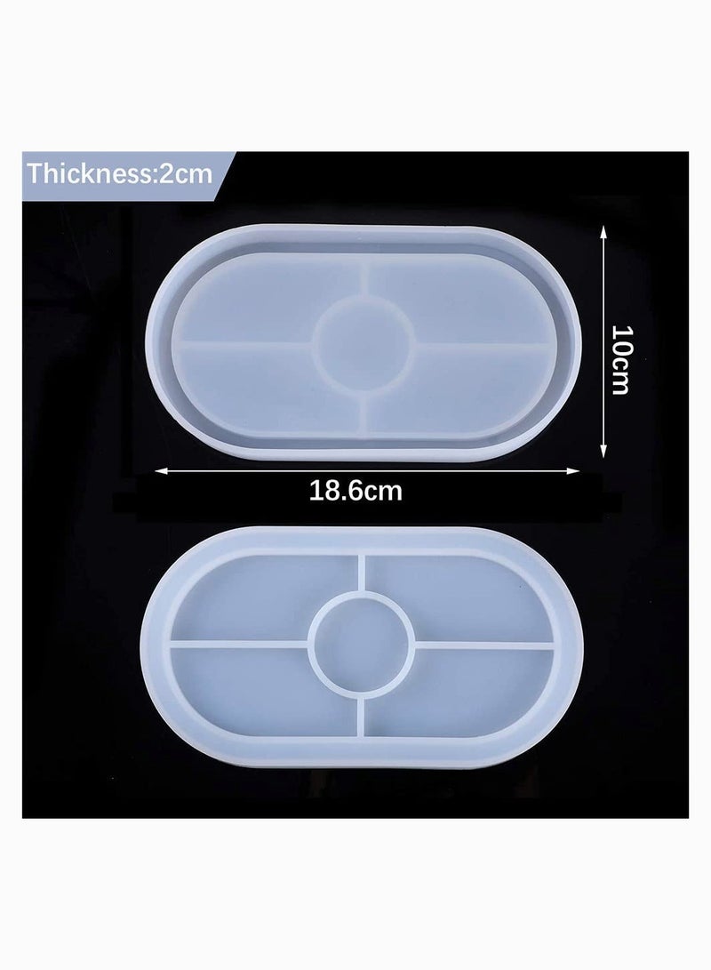 Tray Resin Mould, KASTWAVE Craft Jewelry Making Mould Oval Tray Mould DIY Epoxy Resin Mould Silicone Resin Mould Plate Casting Mould for Office Home Decor (2 Pieces)