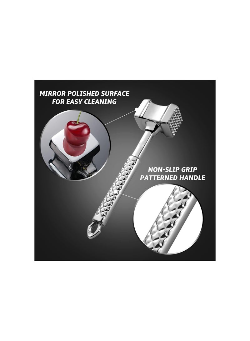 SOLARAE Meat Tenderizer Mallet Stainless Steel, Dual-Sided Nails Meat Mallet, Premium Meat Hammer Tenderizer, for Chicken, Conch, Veal Cutlets, Beef & Steak, Meat Pounder Flattener, Non-Slip Grip - Image 4