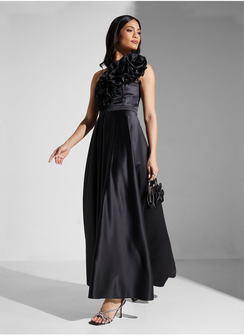 Namshi x One Shoulder Ruffle Detail A Line Dress  - Image 1