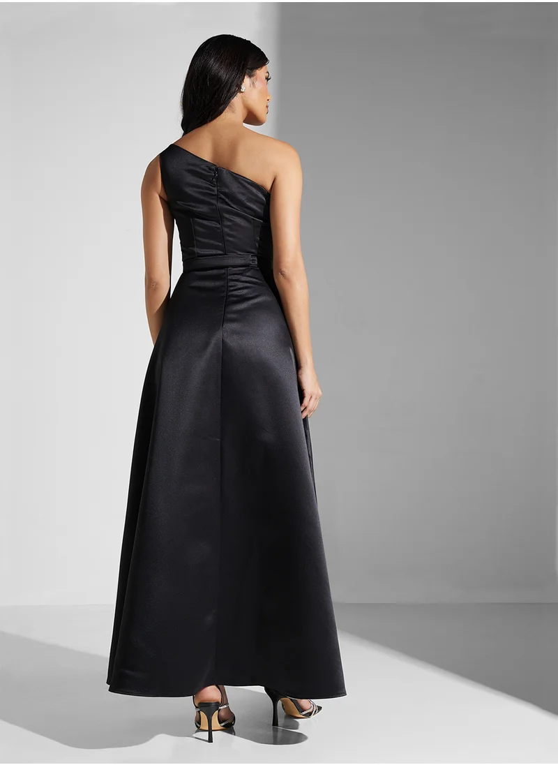 Namshi x One Shoulder Ruffle Detail A Line Dress