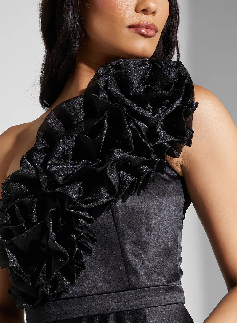 Namshi x One Shoulder Ruffle Detail A Line Dress