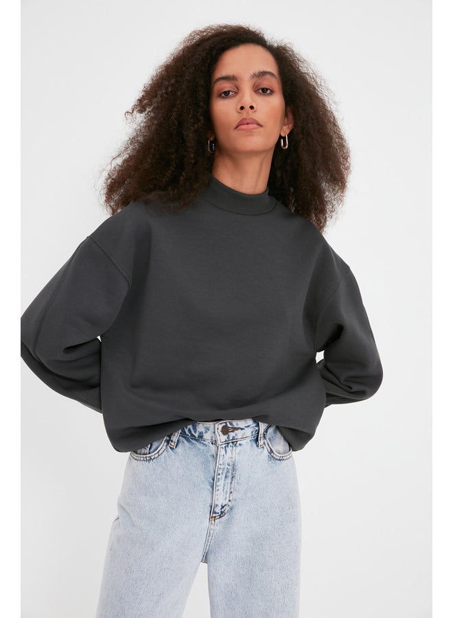 trendyol Sweatshirt - Gray - Relaxed fit - Image 5