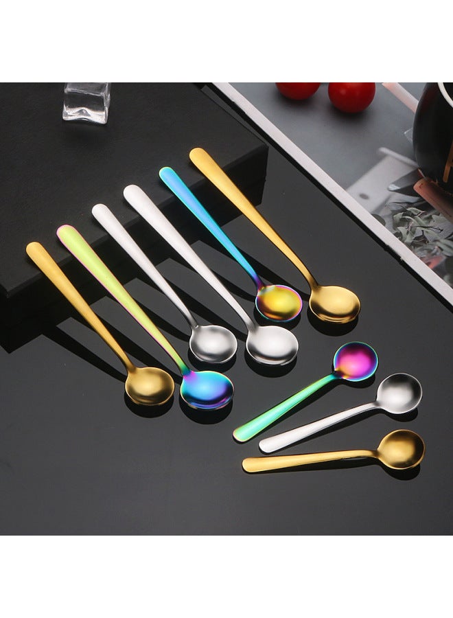 304 Stainless Steel Seasoning Spoon Golden Coffee Spoon Dessert Spoon Household Children's Spoon Salt Special Spoon-Specifications:11cm Small Round Spoon (phantom)  - Image 3