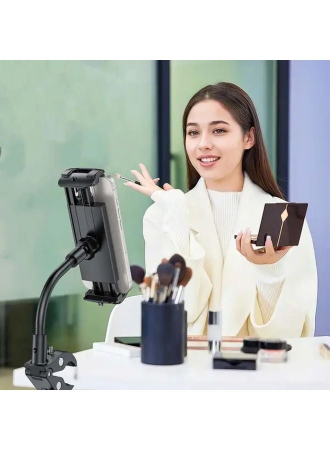 Variant Black Gooseneck Microphone Stand With Smartphone Holder Adjustable Height - Image 4