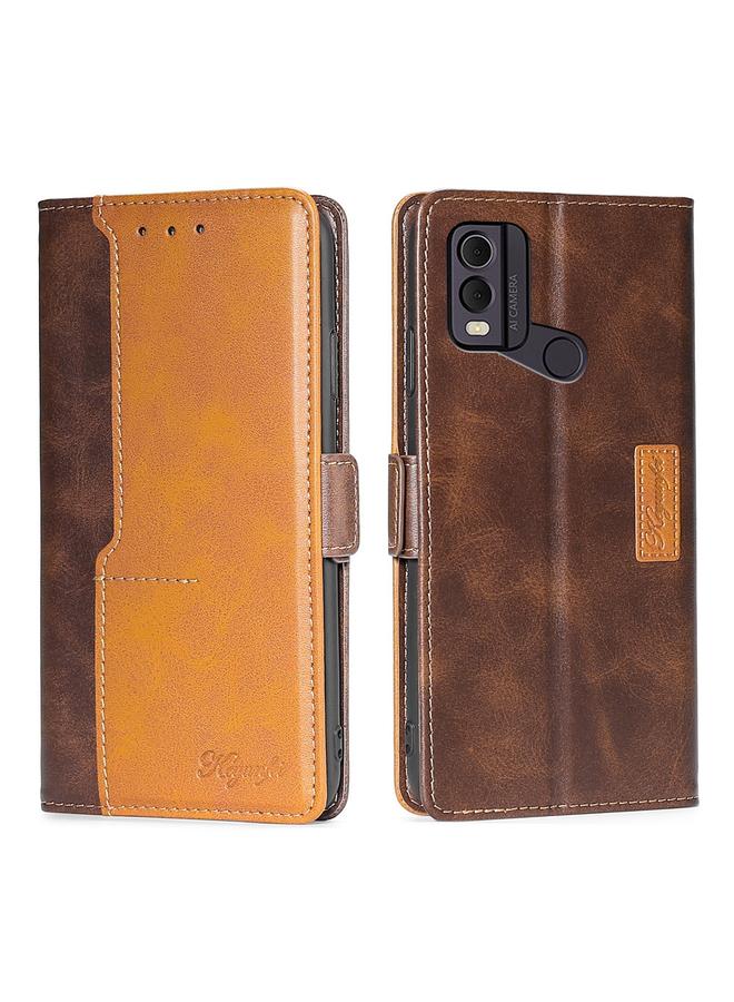 اس-توب جراب هاتف Nokia C22 بلون متباين مع مشبك جانبي من الجلد - Image 1