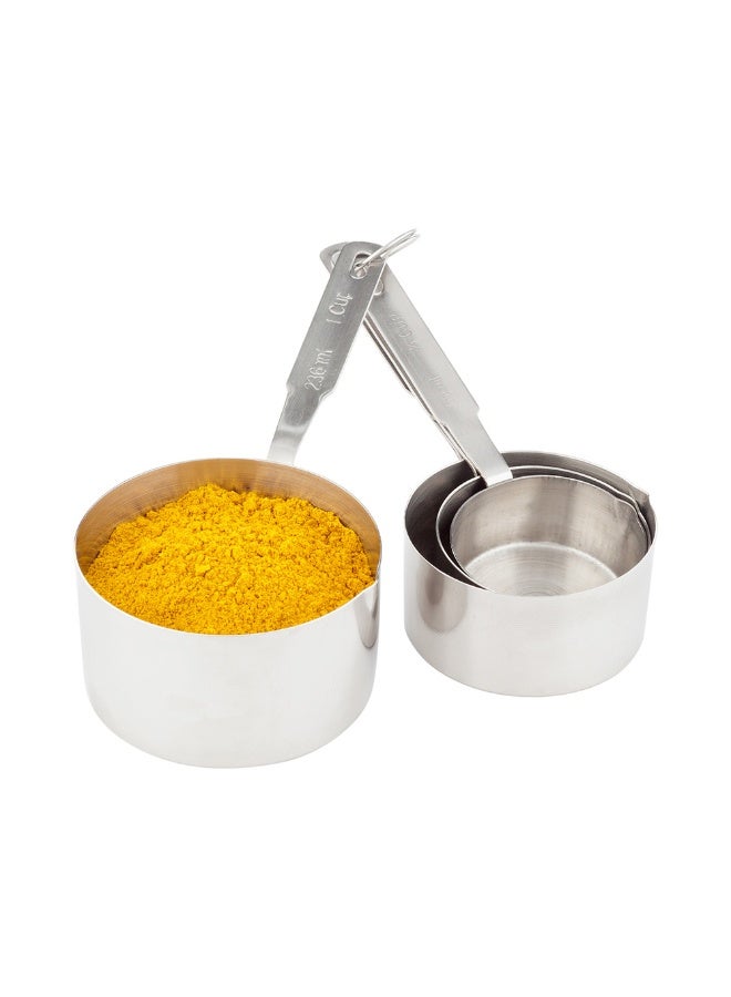 Restaurantware Metal Measuring Cups, 4 Piece Corrosion-Resistant All Clad Measuring Cups - Engraved Measurements, Lightweight, Stainless Steel Professional Measuring Cups, Includes Ring, For Cooking  - Image 2