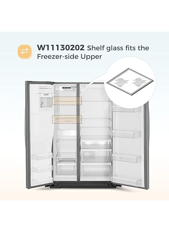 erorex - W11130202 Freezer Glass Shelf Replacement Compatible With Whirlpool Refrigerator W10527848 W10773886 Wpw10527848 Fridge Tempered Glass Shelf Shelf Size 11.69 Inch - Image 1