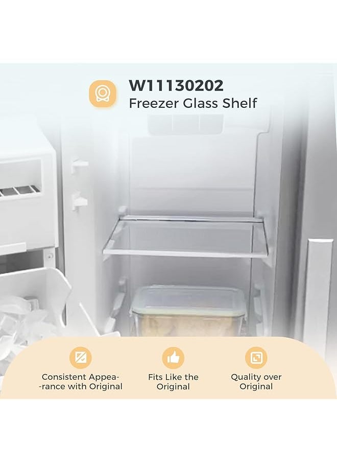 erorex - W11130202 Freezer Glass Shelf Replacement Compatible With Whirlpool Refrigerator W10527848 W10773886 Wpw10527848 Fridge Tempered Glass Shelf Shelf Size 11.69 Inch - Image 1