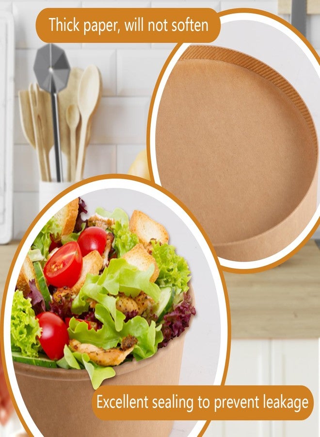 Bgtecho 50 Sets Large Kraft Paper Bowls with Lids (36oz) 50 pack Large Paper Bowls with Lids, 36 oz Kraft Paper Salad Bowls,Disposable Bowls with Lids, - Image 4