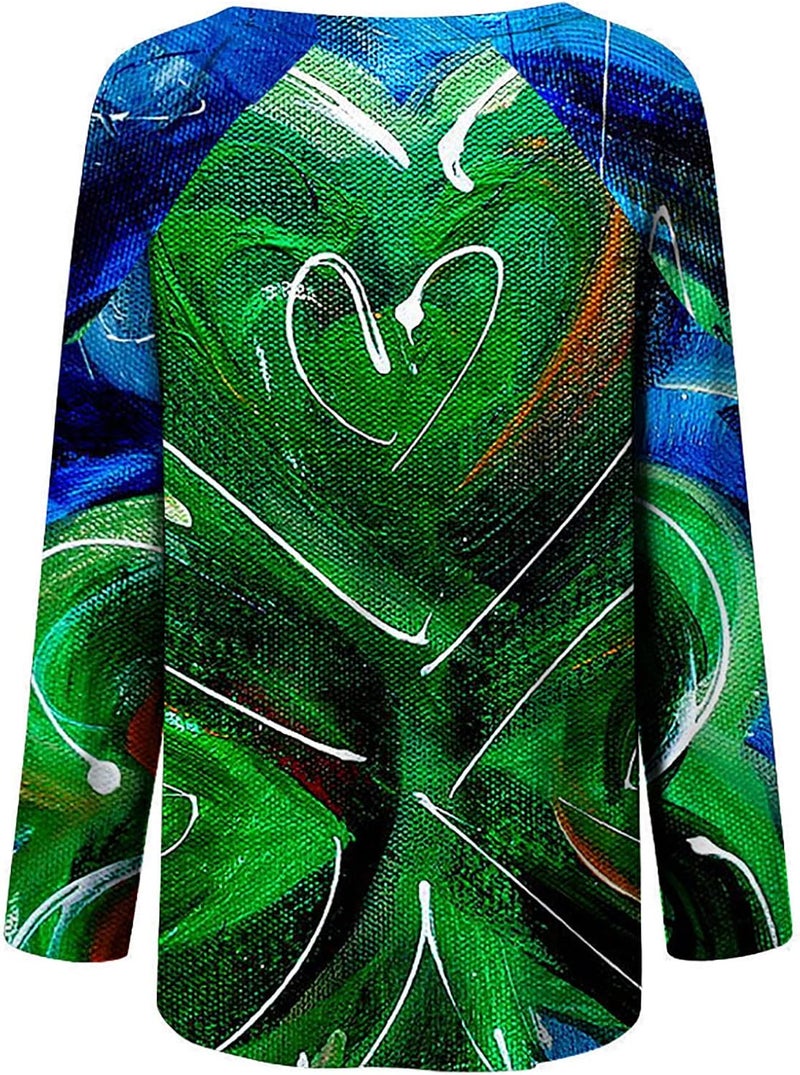 cheekyglo St Patricks Day Sweatshirts for Women Loose Long Sleeve Shirts Shamrock Print Blouse Saint Patricks Day Pullover Tops - Image 5